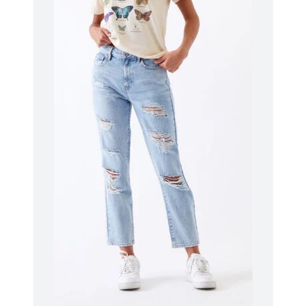 PacSun Distressed Mom Jeans Light Blue Denim